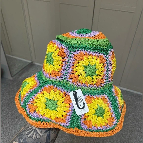 Boho Crochet Straw Hat - Picture 7 of 10